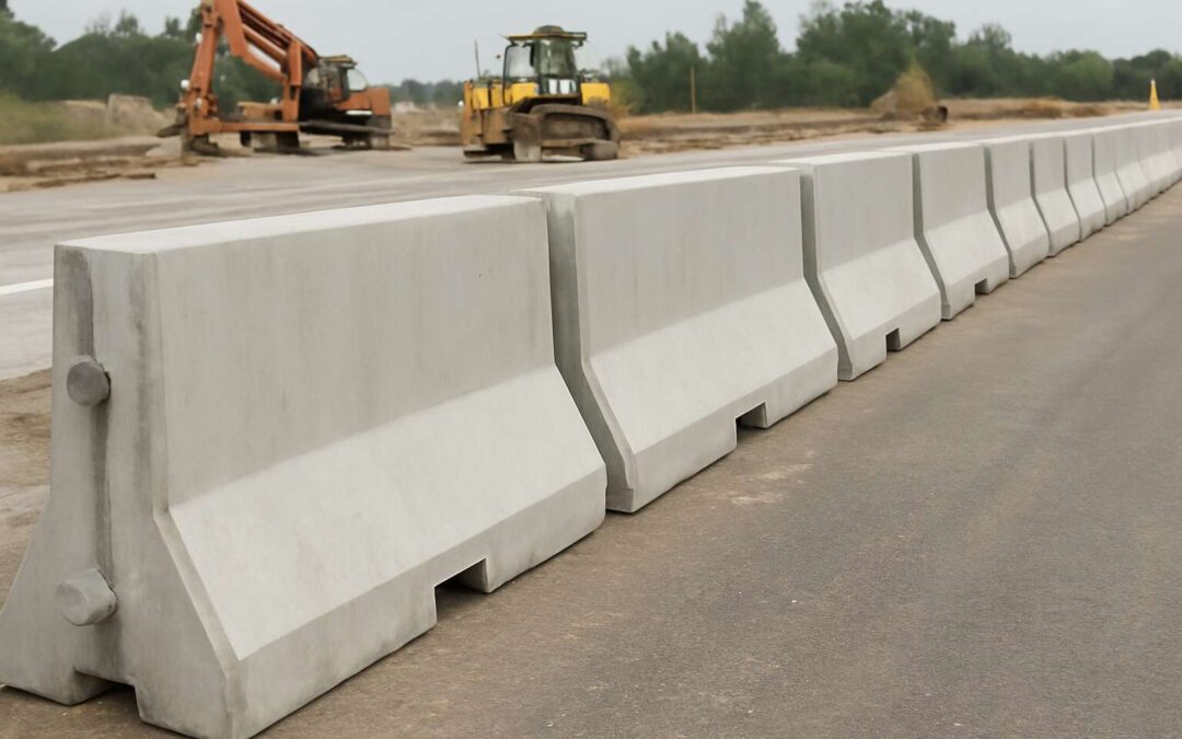 Boost roadwork safety with precast concrete jersey barriers.